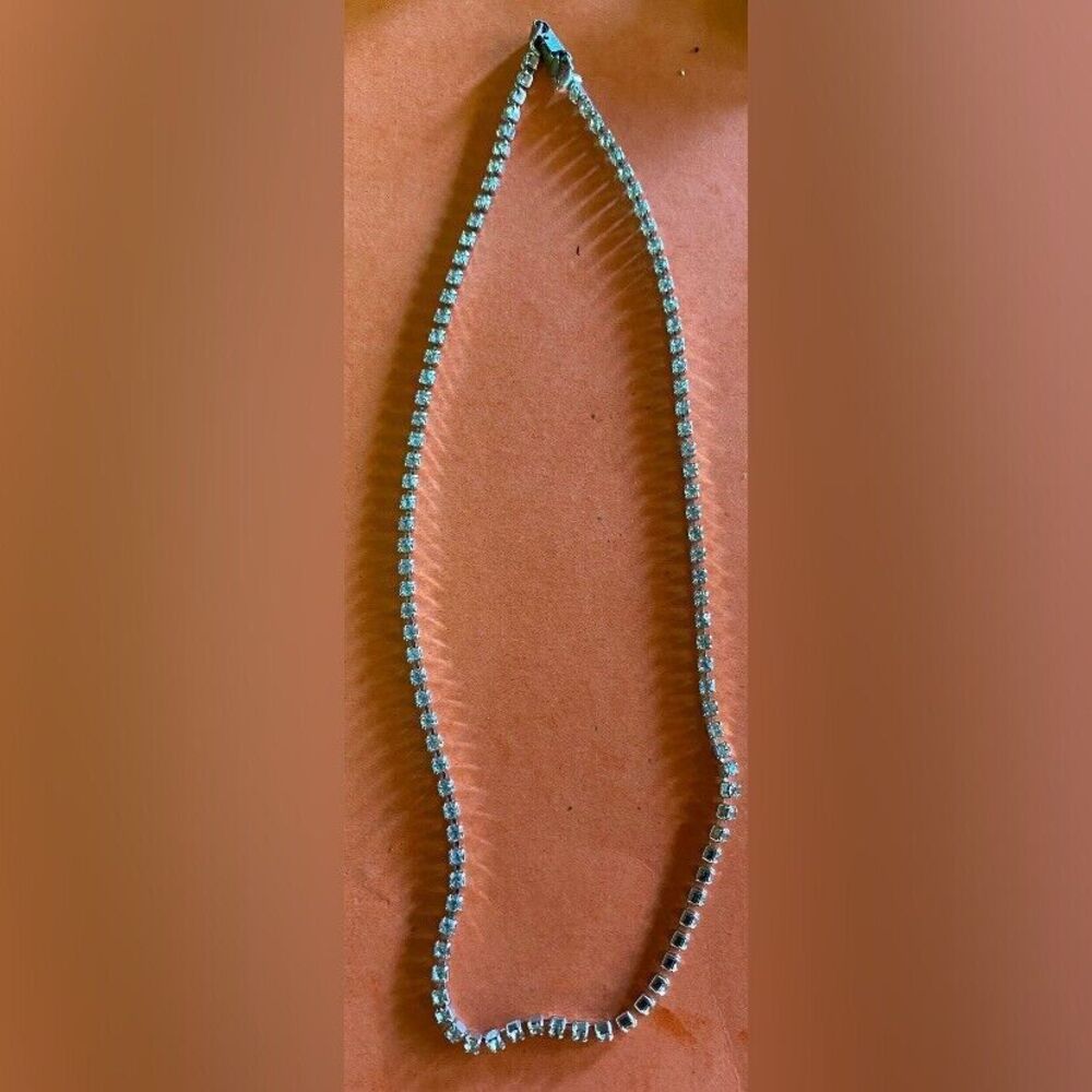 Women’s Necklace Silver Tone Rhinestones 14” Choker